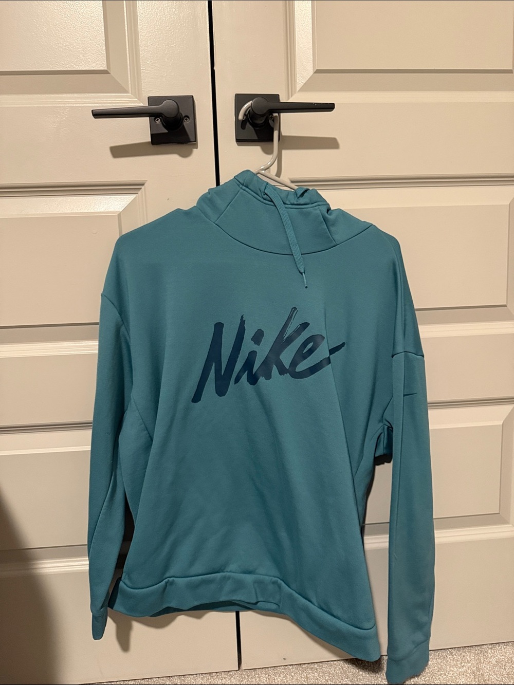 Nike Womens Teal Script Logo Turtleneck Sweatshirt